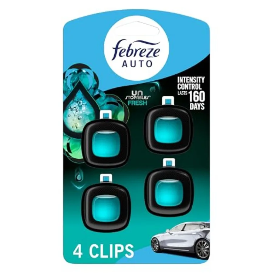 

Febreze Car Air ener, Odor-Fighting Automotive Vent Clip, Scented Car Accessories, Long Lasting for Strong Odors, Scent, .07 fl