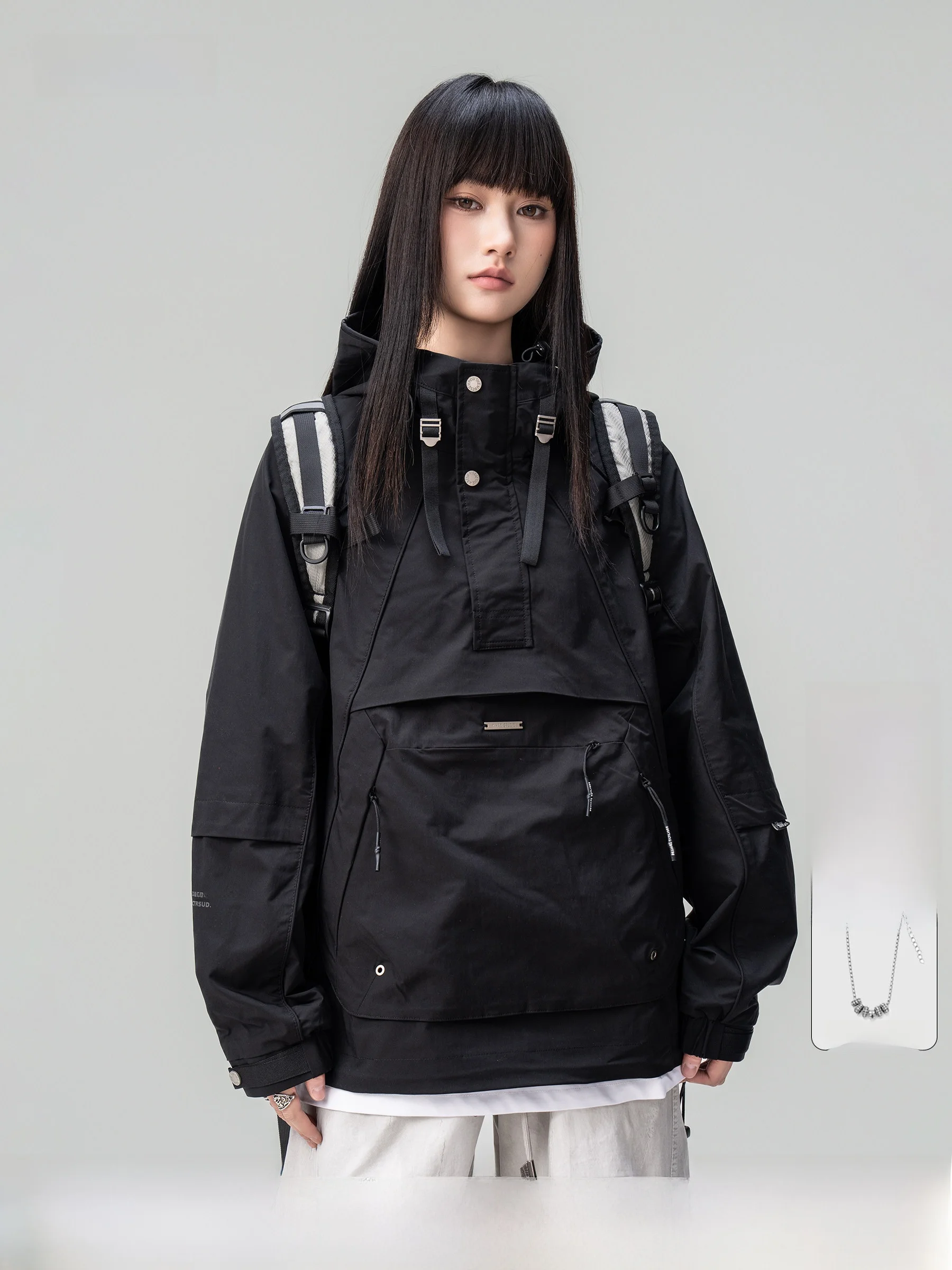 AOGZ American Workwear Functional Hoodie Jacket Men's Loose Fit Autumn New Outdoor Casual Fashion Polyester Long Sleeve Sweat...
