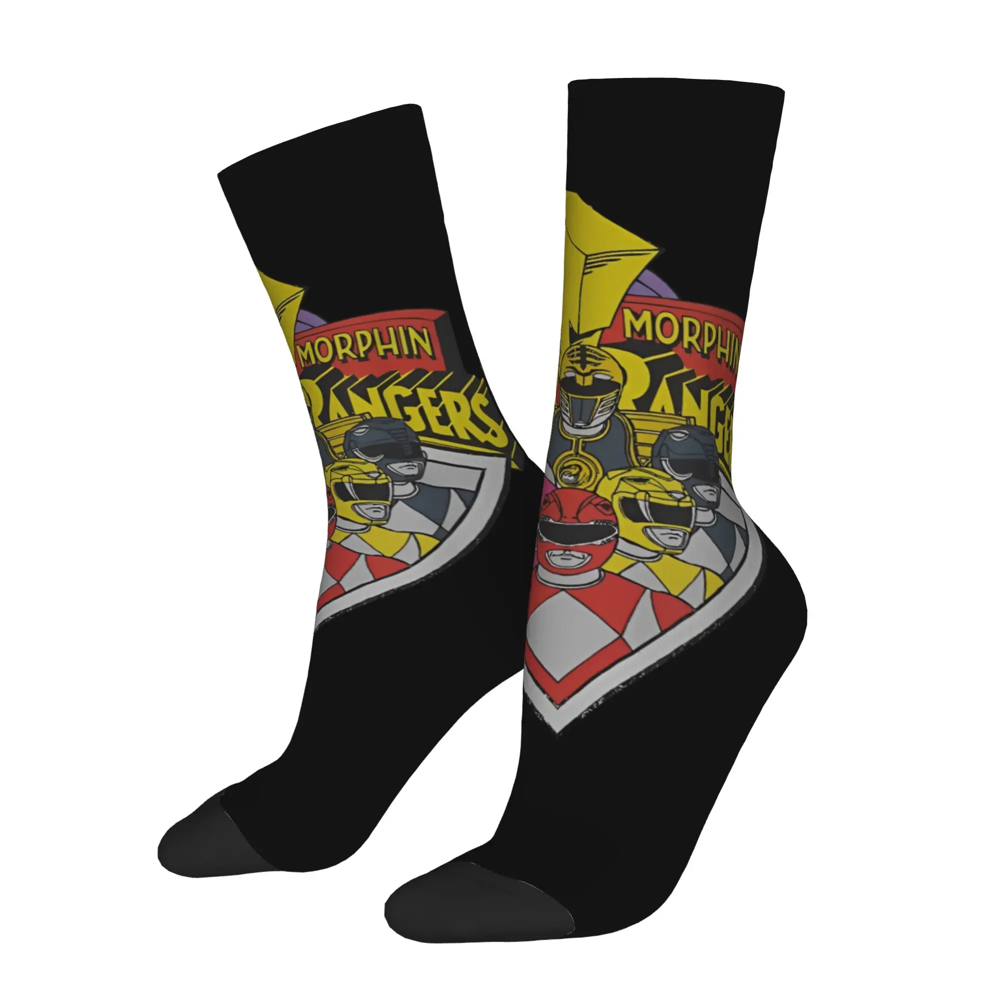 Socks Vintage Power Rangers Logo Group Retro Graphic Logo Crazy Men's compression Socks Unisex  Funny Crew Sock
