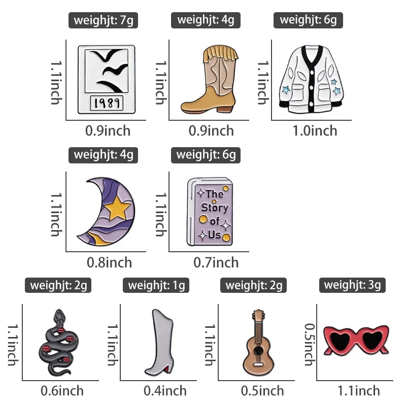 The Story of US Enamel Pins 80's Hip-Hop Punk แฟชั่นกีตาร์แว่นกันแดด Moon เข็มกลัดปกเสื้อป้ายปกเสื้อกระเป๋าเป้สะพายหลังเครื่องประดับของขวัญ