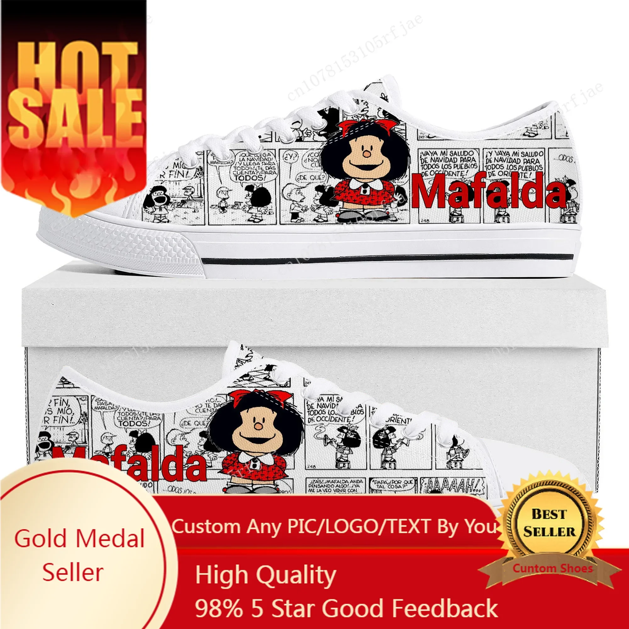 

Hot Cartoon Role Mafalda Low Top Sneakers Womens Mens Teenager Fashion Canvas Sneaker Couple Custom Built Shoes