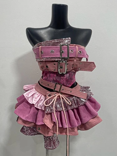 Conjunto de 2 piezas de estilo Punk estético para mujer, Tops sexys sin tirantes + falda de cintura alta, ropa Popular coreana Retro Chic para mujer 2000