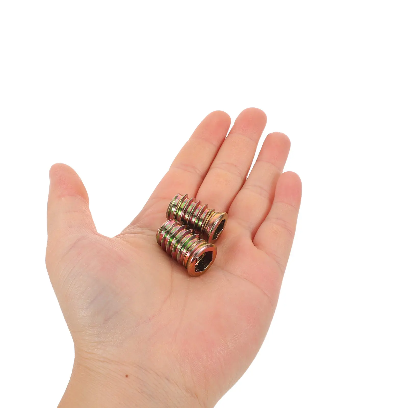 50Pcs Furniture Connector Nuts Zinc Plated M10x25 Iron Thread Insert Nut Flanged Screw in Threaded Wood Inserts DIY Furniture
