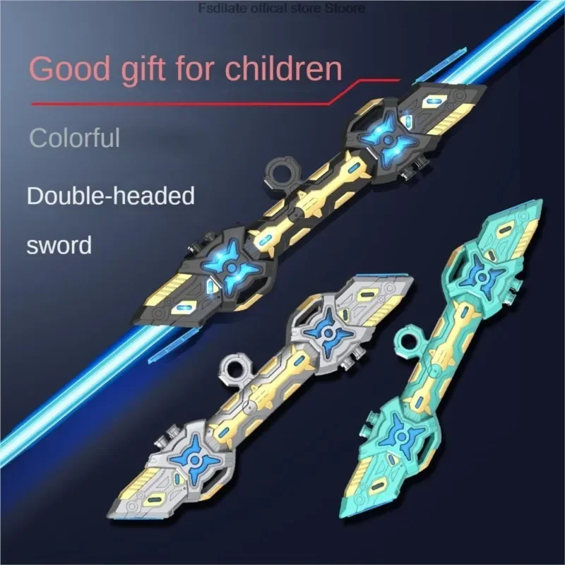 7 красочных световых мечей RGB, двуглавый выдвижной световой меч со звуковым эффектом, зарядка через USB, вечерние ролевые игры, подарок для детей