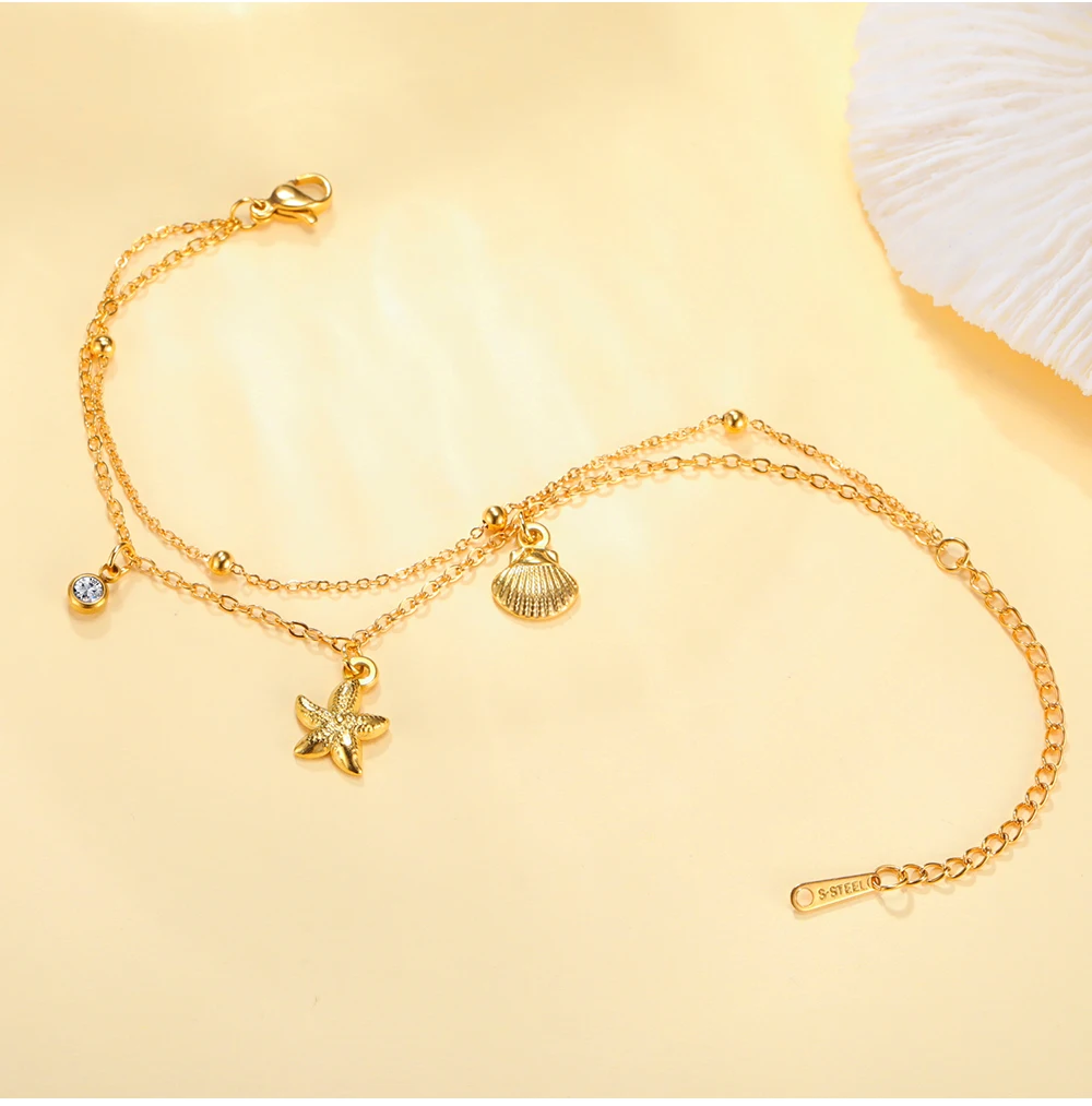 COOLTIME Seestern Muschel Armbänder für Frauen Edelstahl Mode Sommer Strand Schmuck Armband Zubehör für Ozean Liebhaber – Detail 11