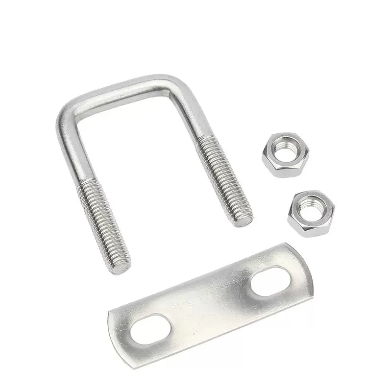 M6 M8 304 Stainless Steel Square Clamp U Bolt Right Angle U Screw U Clamp Nuts Plate Baffles U Bolt Set