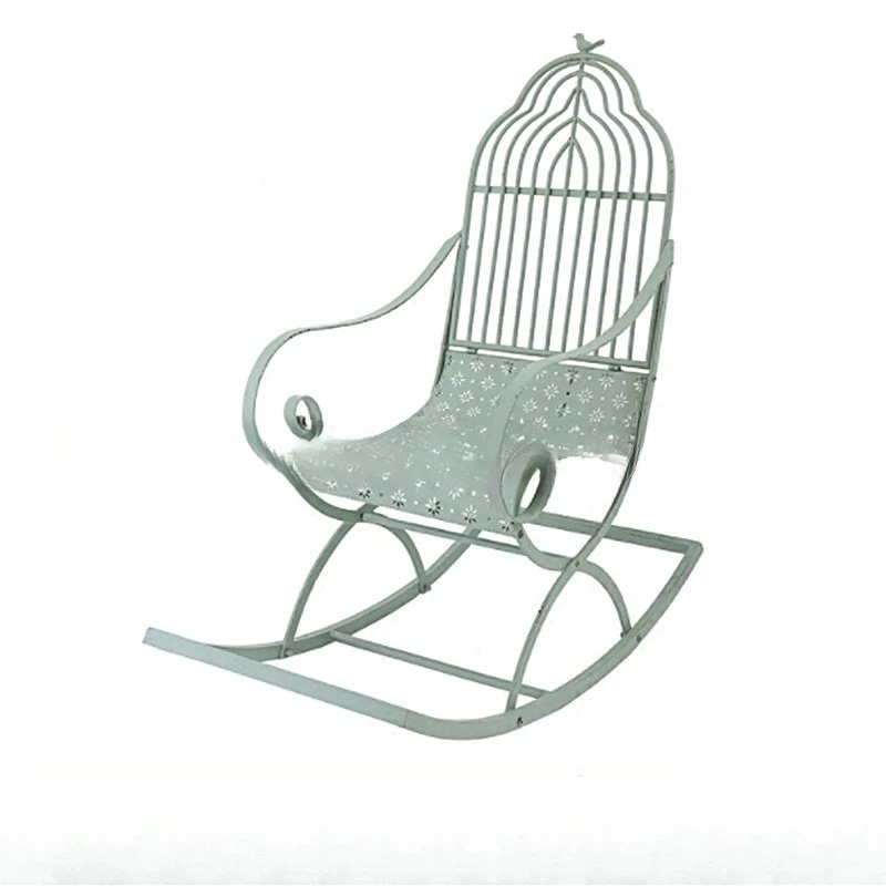 European wrought iron rocking chair, Nordic courtyard leisure recliner, simple home wrought iron crafts
