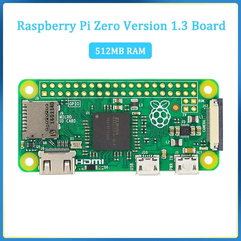 

Raspberry Pi Zero Version 1.3 Board with 1GHz CPU 512MB RAM 40Pin GPIO CSI Interface for Linux OS 1080P HD Video Output