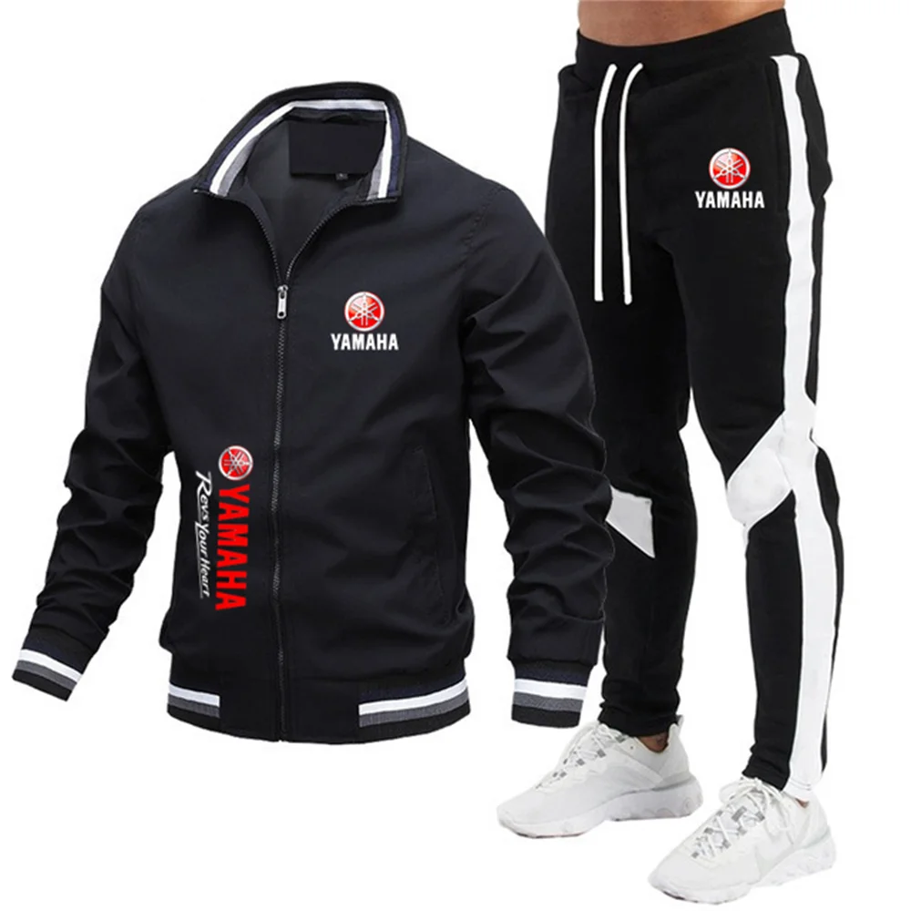 

2025 new Yamaha men's casual pilot jacket fashionable fleece pants set sports fitness set