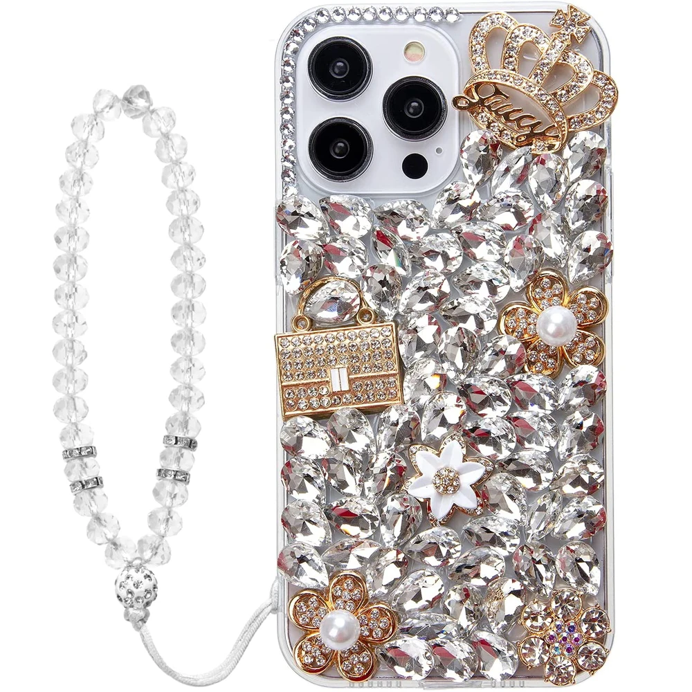 Luxury Crystal Transparent Case For iPhone 16 15 14 13 12 11 Pro Max X Xs XR Max 7 8 Plus Diamond Bumper Bling Cases Gem Cover