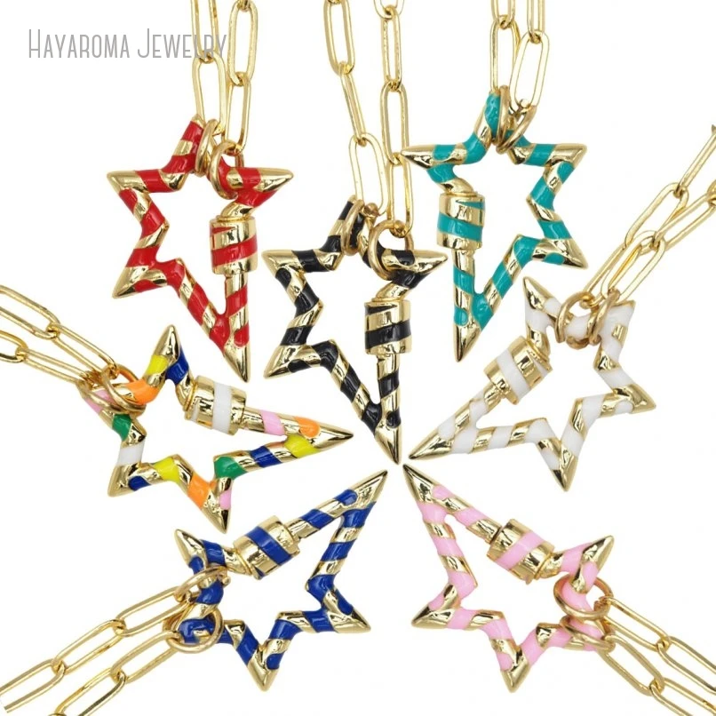 

2Pcs Copper Findings & Components Screw Clasps Gold Color Metal Wholesale Jewelry Enamel Necklace NM31359