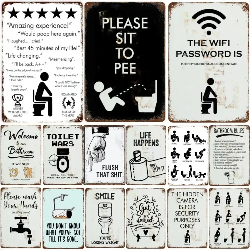 

Metal Tin Poster Classic Funny Toilet Retro Metal Tin Sign Plaque Poster for Bar Club Wall Retro Home Vintage Wall Plate Pendant