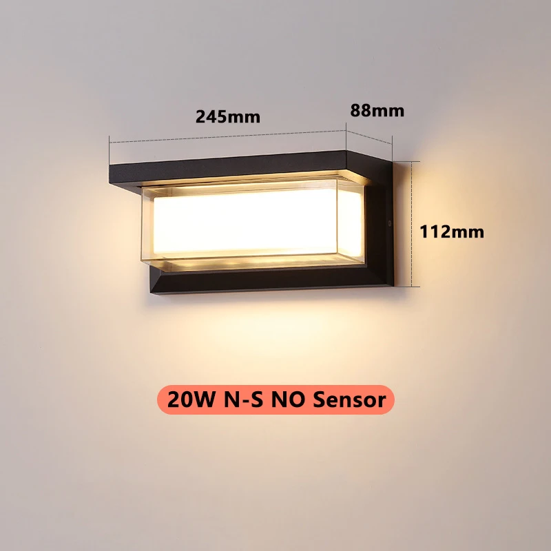 Dual-shield  LED outdoor  waterproof wall light 20W AC85-265V IP65  sports radar voice sensor wall light porch garden courtyard
