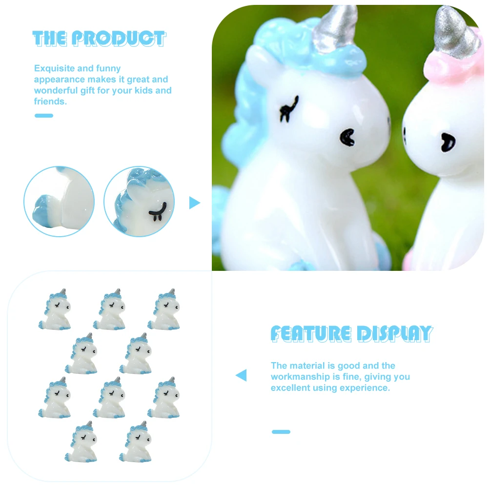 

10pcs Unicorn Figurines Resin Miniature Unicorn Figurine Ornaments Decoration Bonsai Miniature Gifts