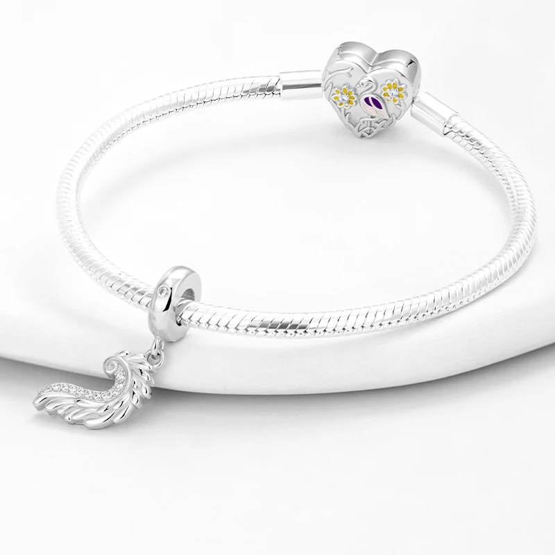 Serie de pulseras de plata S925, dijes con forma de corazón de amor, pulseras y collares DIY de moda caseros, accesorios para niñas