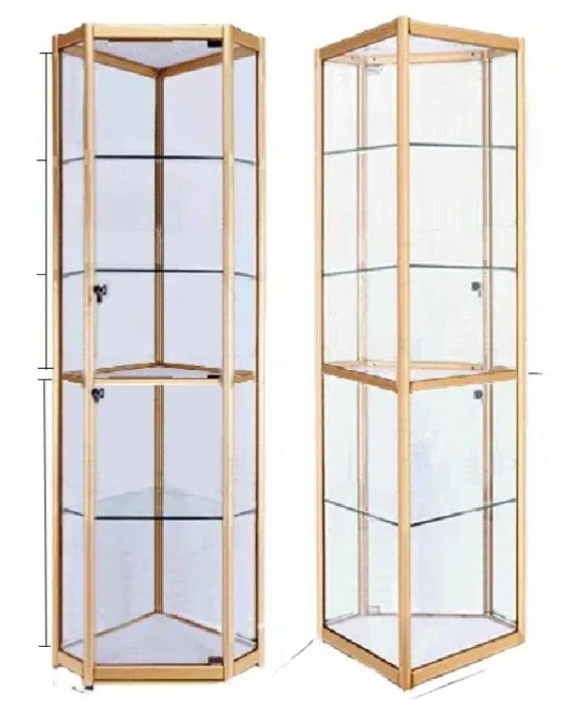 High Quality Handmade Model Corner Glass Display Cabinet, Eyeglass Store Shelf, Lego Gundam Glass Cabinet