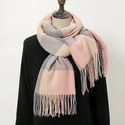 Warm Cashmere Blanket Women Travel Winter Scarf Fashion Plaid Pashmina Thick Shawl Wraps With Tassel Casual Bufanda Poncho New