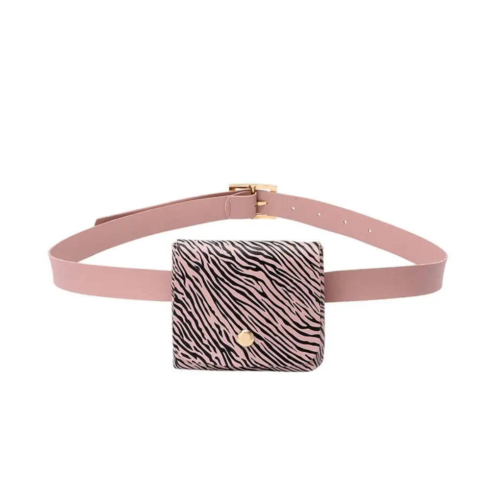 

Fashion Leopard Print Mini Waist Bag 2 in 1 Stripe Coin Purse Mobile Phone Bag Fanny Pack Women Belt Bag Ladies