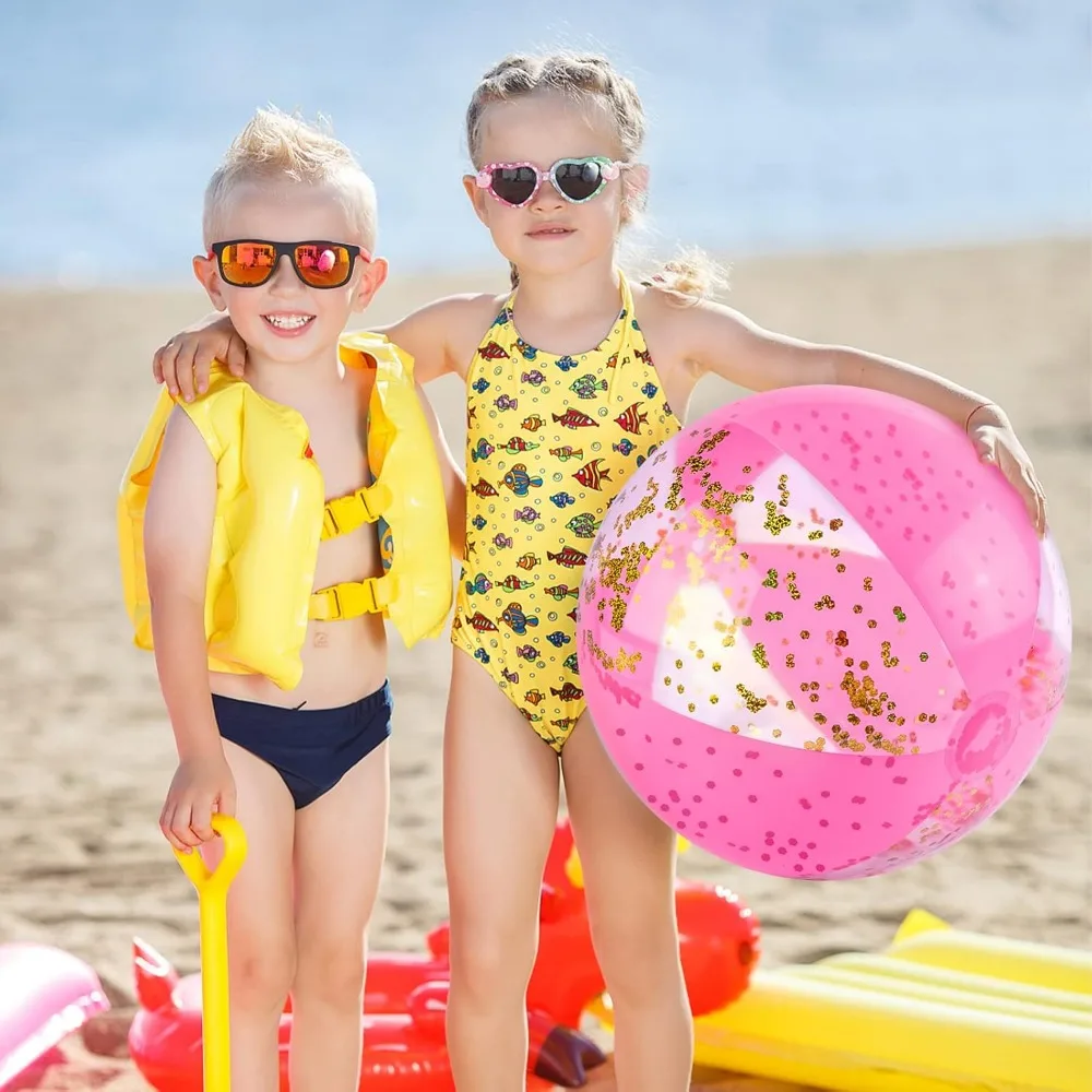 Piłka plażowa, balon wodny, nadmuchiwana piłka błyskowa konfetti zabawka basenowa ciężka piłka plażowa letnia impreza przy basenie woda zabawka na