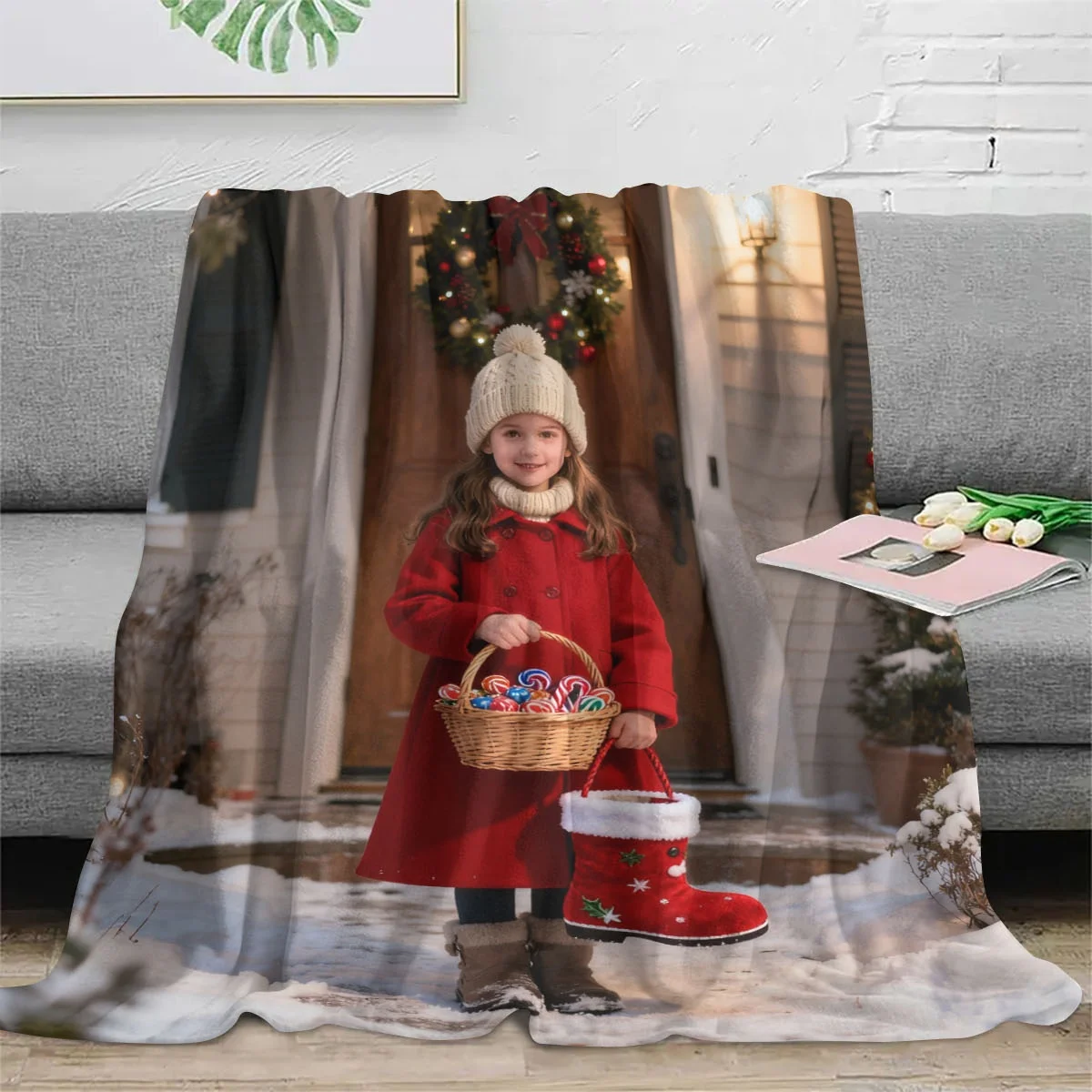 بطانية فانيلا تذكارية مخصصة لعيد الميلاد للزوجين - مطبوعة مع أنماط زينة حصرية للذكرى السنوية + دفء درجة حرارة ثابتة، قابلة للغسل في الغسالة بدون تشوه، مناسبة لسرير غرفة النوم الرئيسية، ألياف بوليستر ممتازة للزوجة #3