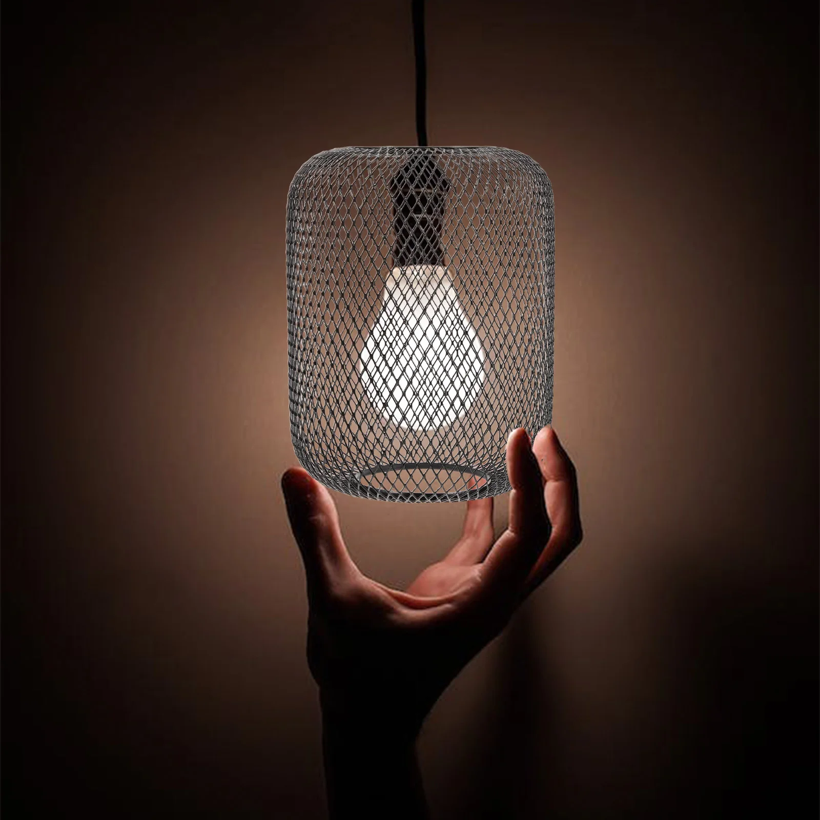 

Металлический подвесной светильник, современный сетчатый дизайн для домашнего бара, ресторана, абажур, промышленный потолочный светильник, декоративный абажур