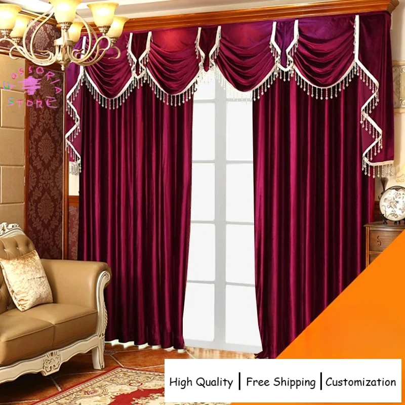 

Sample Custom Luxury Curtains for Living Room Thickened Flannelette Red Blackout Bedroom Finished Thermal Insulated Custom Size