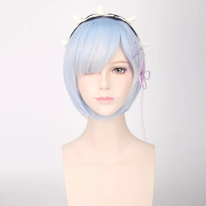 wertyu 123456 qwerrtyuio. 123456 Rem Lam Cosplay Synthetic Short Straight Wig RE: ZERO - Starting Life in Another Worldasdfghj 0