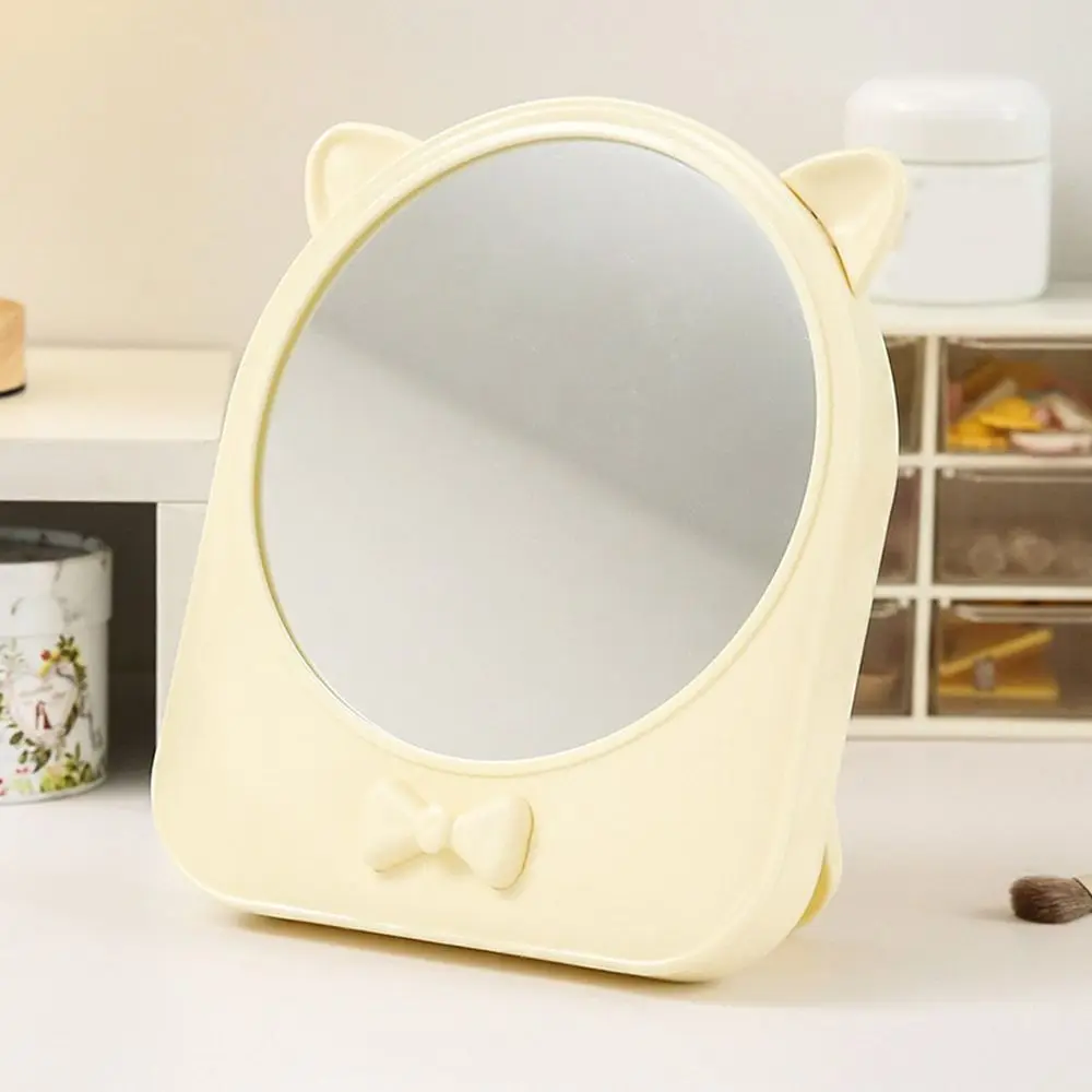 With Cosmetics Storage Box Makeup Mirror High Definition Waterproof Makeup Case Mirror Cat Ear Dustproof Dressing Mirror