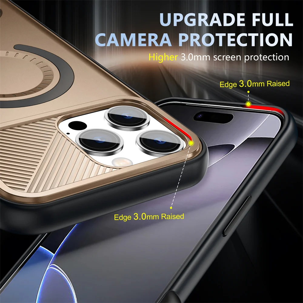 Luxury Dual Finger Ring Stand Magnetic Phone Case For iPhone 15 16 17 Pro Max Air Plus 16e 14 13 12 Wireless Charge Armor Cover