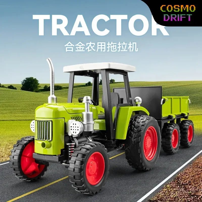 Chezhi Farm Tractor Model Alloy Simulation Pull Back With Sound And Light Detachable Dump Trailer For Collectors Decoration