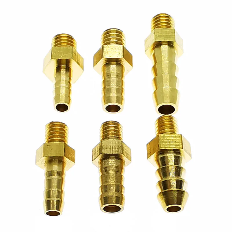 5pcs M4 M5 M6 M8 Metric Male Thread To 3mm 4mm 5mm 6mm 8mm Hose Barb OD Brass Barbed Pipe Fitting Coupler Connector