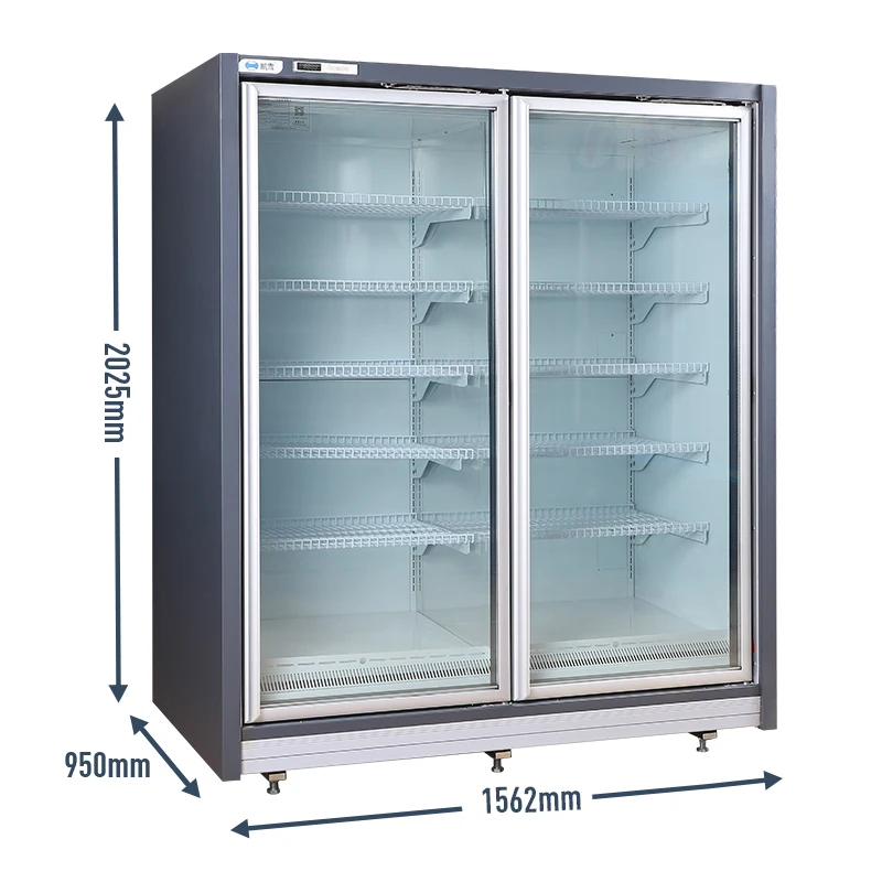 Congelatore verticale automatico del refrigeratore della porta di vetro di sbrinamento per l'annuncio pubblicitario