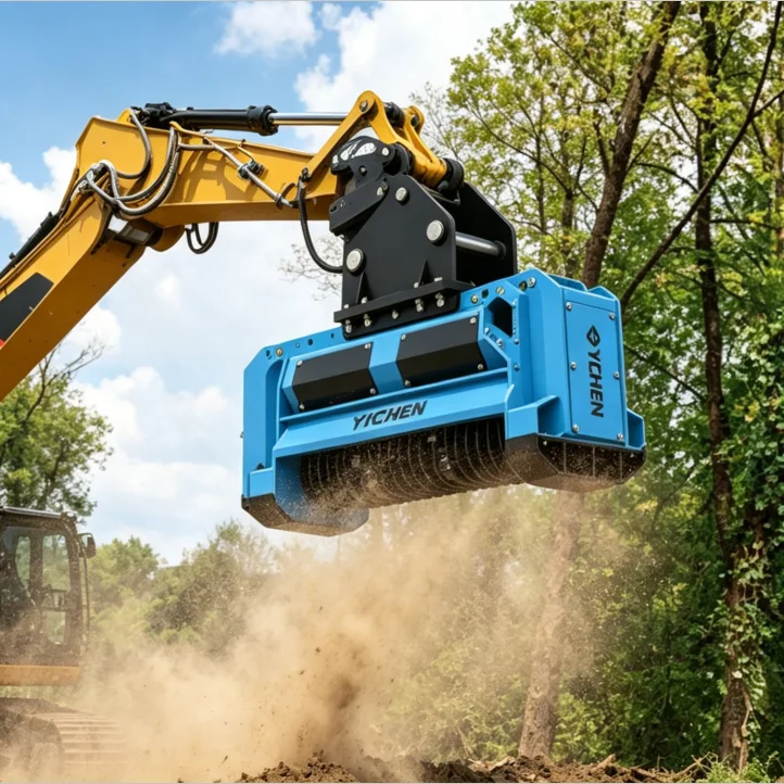 YF-10MU 2026 New Model Leaf Vacuum Mulcher Trailer High Performance Tree Mulcher Farm Vegetation Wheel Loader Mulcher Attachment
