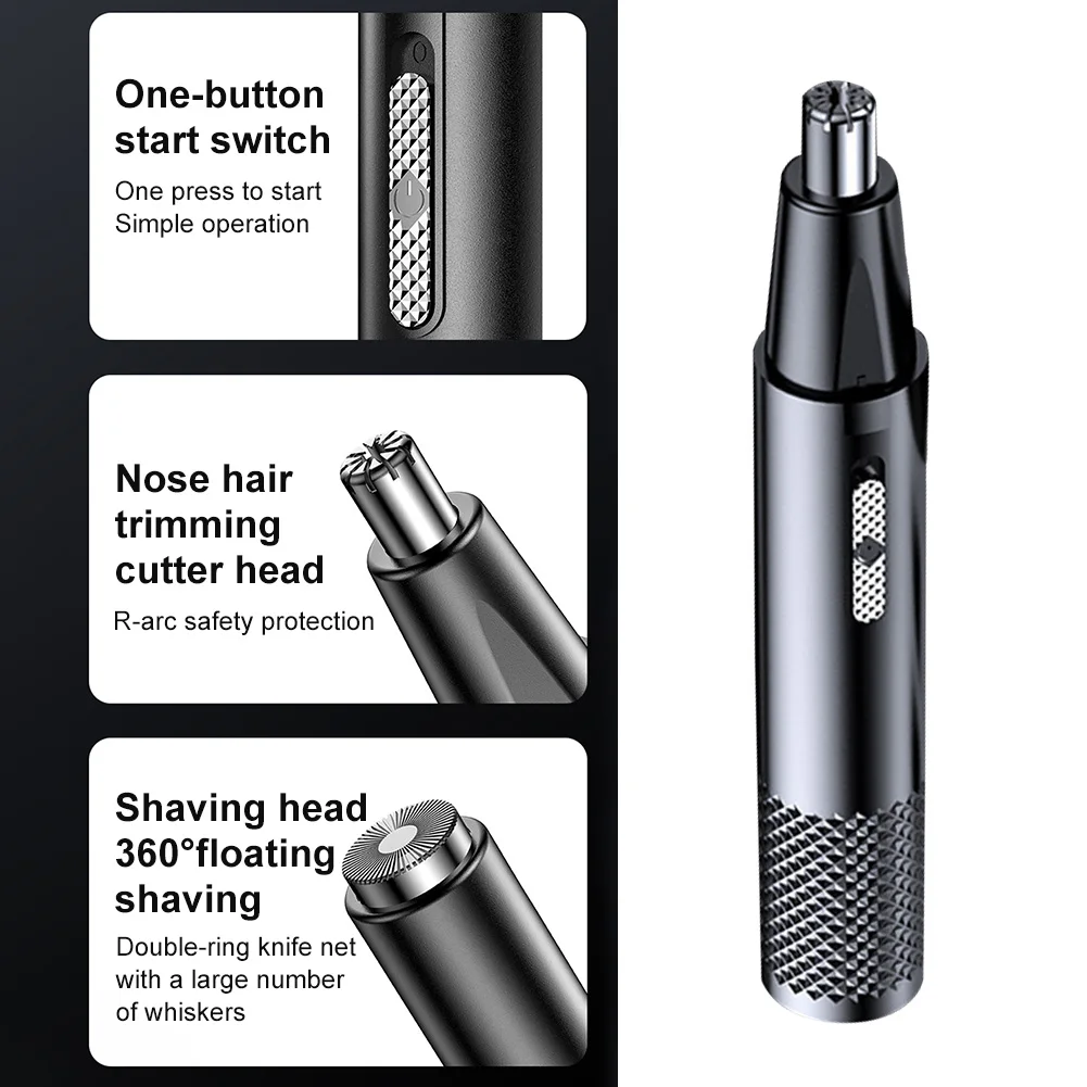 Electric Nose Hair Trimmer Beard Clipper Rechargeable Multi-kinetic Washable Shaving 2in1 Nose Ear Hair Trimmer Electric Razor