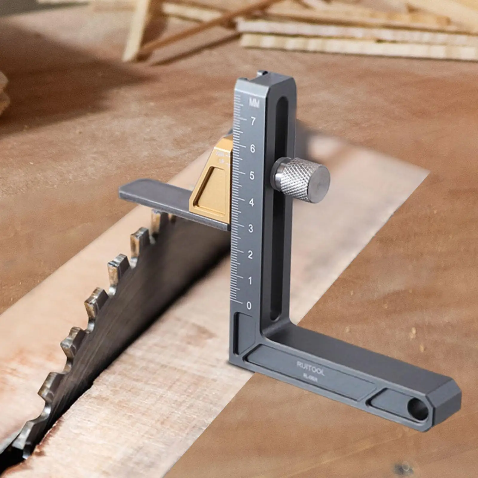 Depth Gauge CNC Machined Aluminum Angle Profile Height Measurement Instrument for Table Saw Router Drill Press