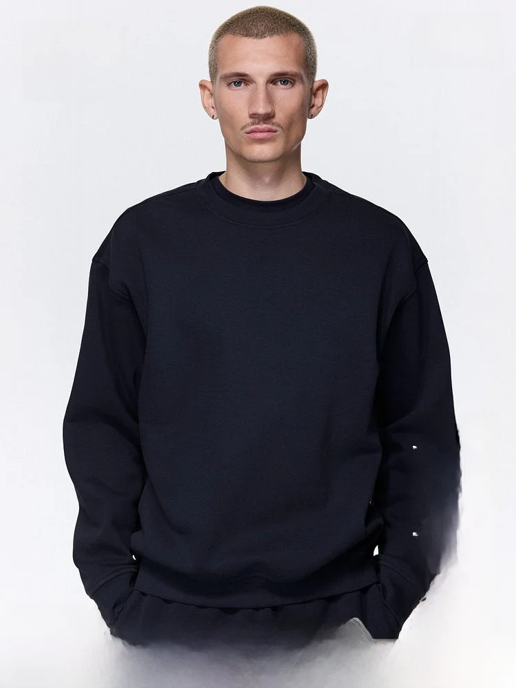

Мужская модная повседневная толстовка свободного кроя H&M 1308076, универсальная, удобная, с круглым вырезом, однотонная, с капюшоном