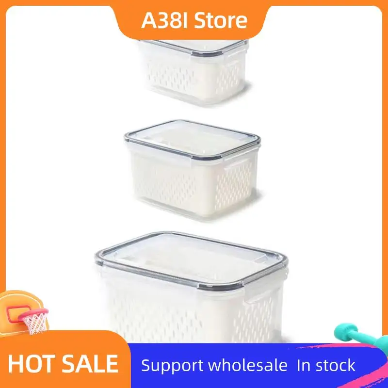 

A38I Preservation Box Thickened Sealed Storage Box Kitchen Supplies Double-Layer Drain Fresh-Keeping Box