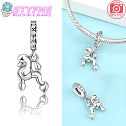 Charming 925 Sterling Silver Cute Poodle Charm Fit DIY Bracelet Necklace Women's Pet Party Exquisite Jewelry Accessories