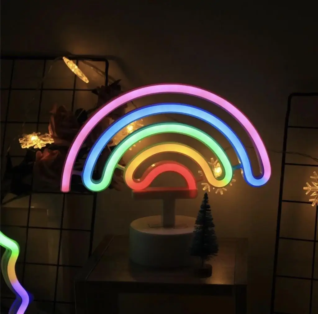 Neon Rainbow Table Night Lamp Clear light quality material, hunting, camping,home, school, Car, hotel, restaurant ,Ships from Tu