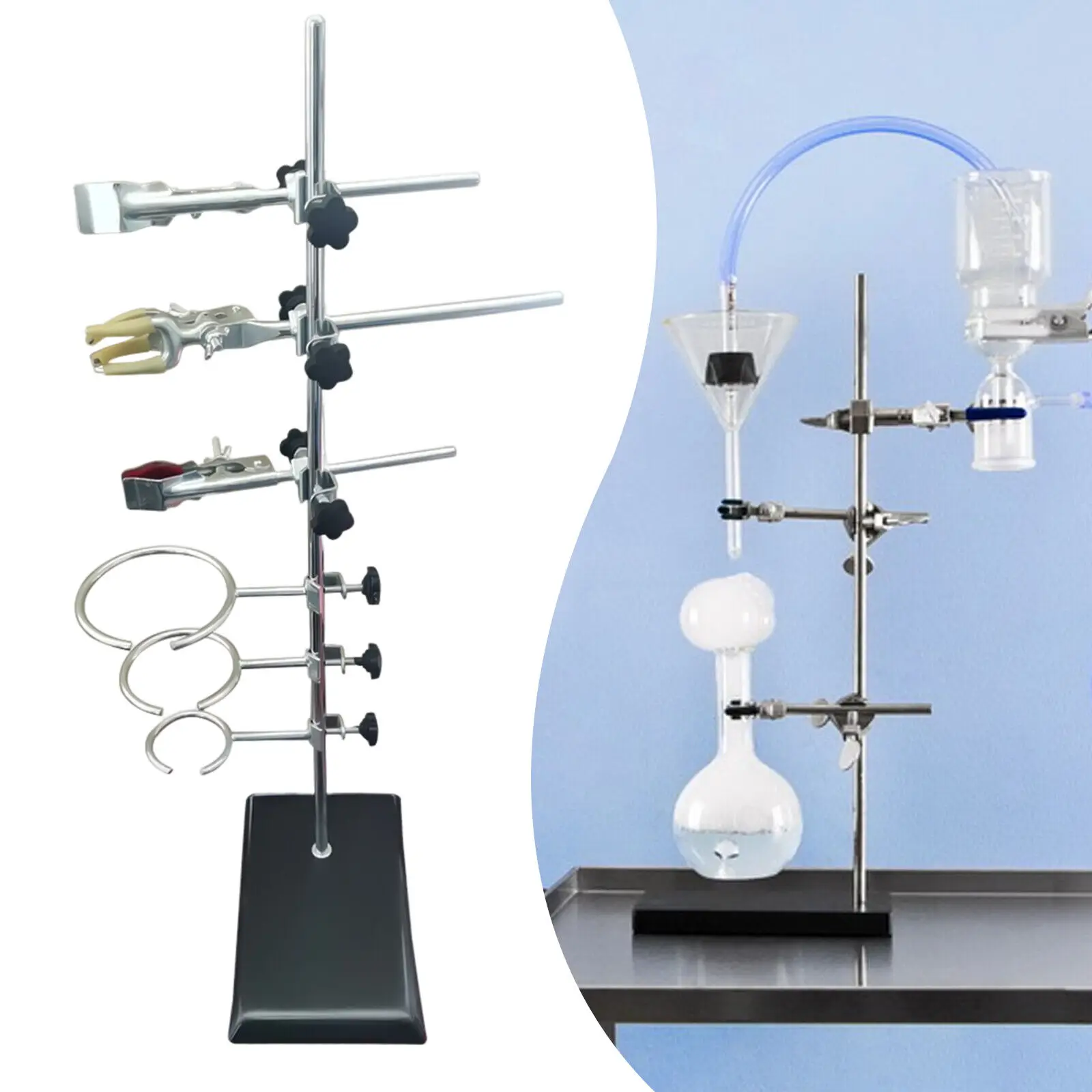 60cm Laboratory Tripod Support Lab Stand Condenser Clamp Muffe Ring Tripod Kit Iron Laboratory Accessories Kit