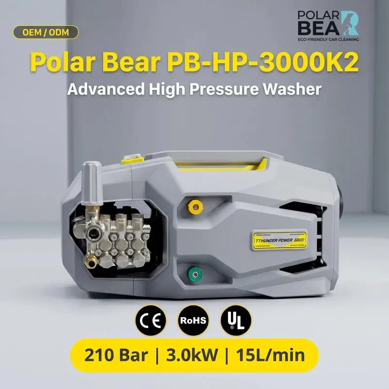 for POLAR BEAR 3kW Car Washer High Pressure 165 Bar Crankshaft Pump Stainless Steel Commercial Mobile Cart Cleaning Machine