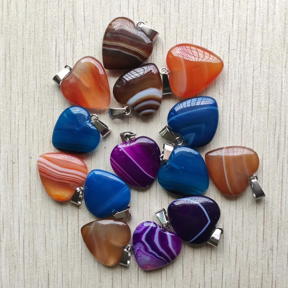 Wholesale 36pcs/lot fashion good quality mixed stripe onyx heart shape charms pendants for  jewelry making 20mm free shipping