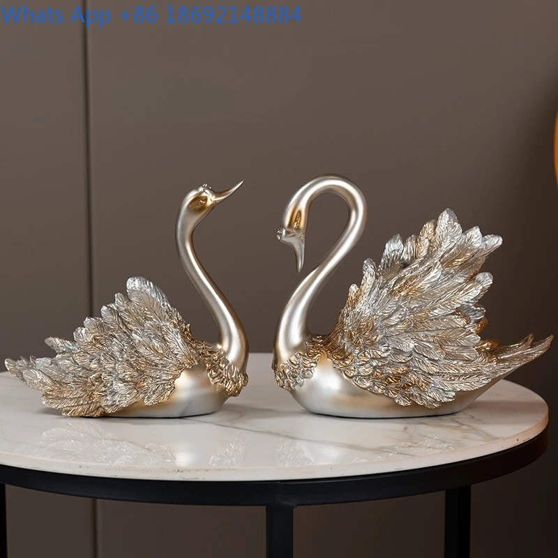 European and American Style Resin Crafts Decoration Creative Couple Swan Wine Rack Ornament Wine Cabinet TV Cabinet Decoration