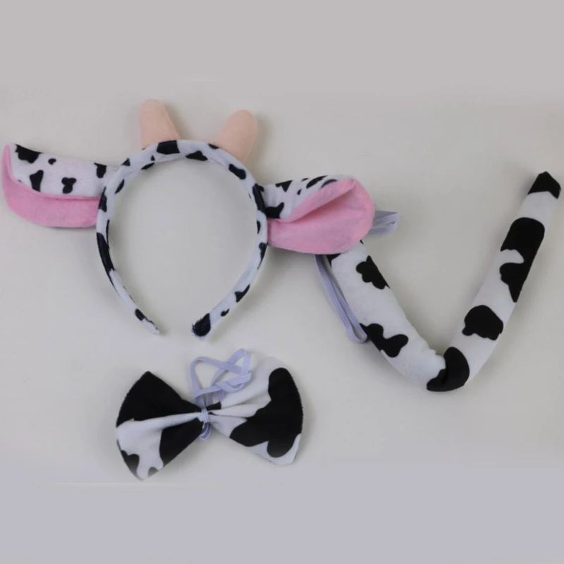 3 4 어린이를위한 사자 의상-코끼리/개/소 귀 머리띠 꼬리 Bowtie 꼬리 코 장갑 동물의 코스프레 액세서리