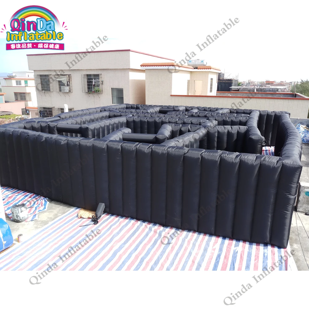 0*10*2M Inflatable Maze Obstacle Course Inflatable Bouncy Maze Black Labyrinth