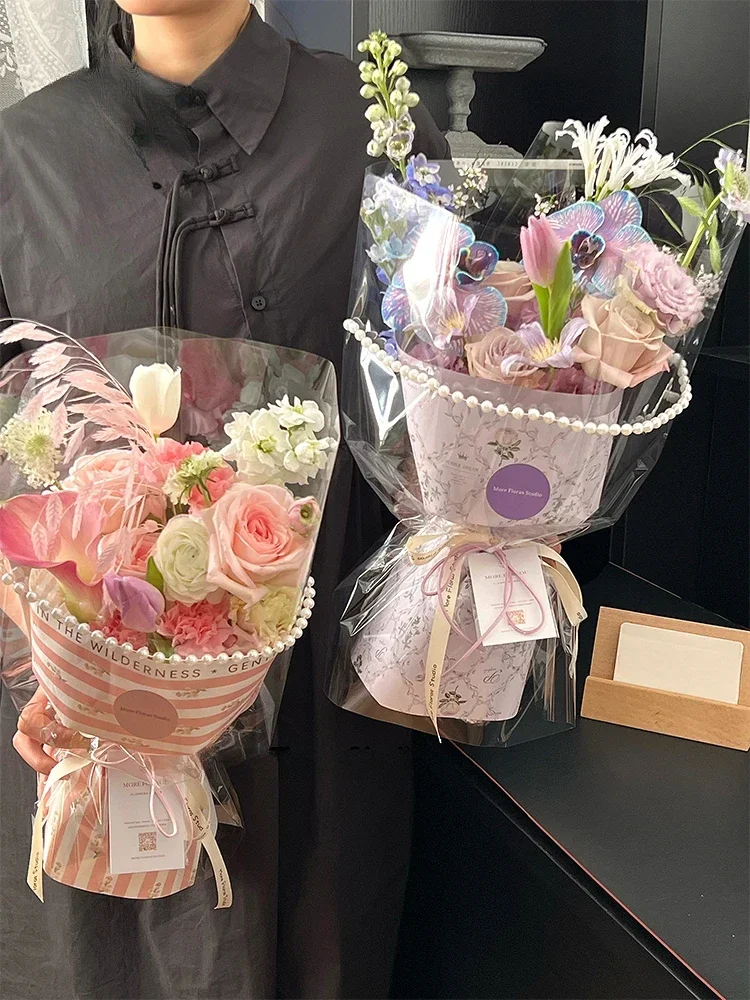 10pcs 53*42cm Spring Series Flower Wrapping Paper Festival Bouquet Packaging Papers Packaging Thickened for Gift Flowers