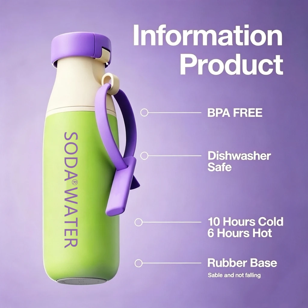 New SODAWATER Large Capacity Thermos Cup Double Drinking High Value Portable Straw Water Milk Bottle Outdoor Camping Office Gift