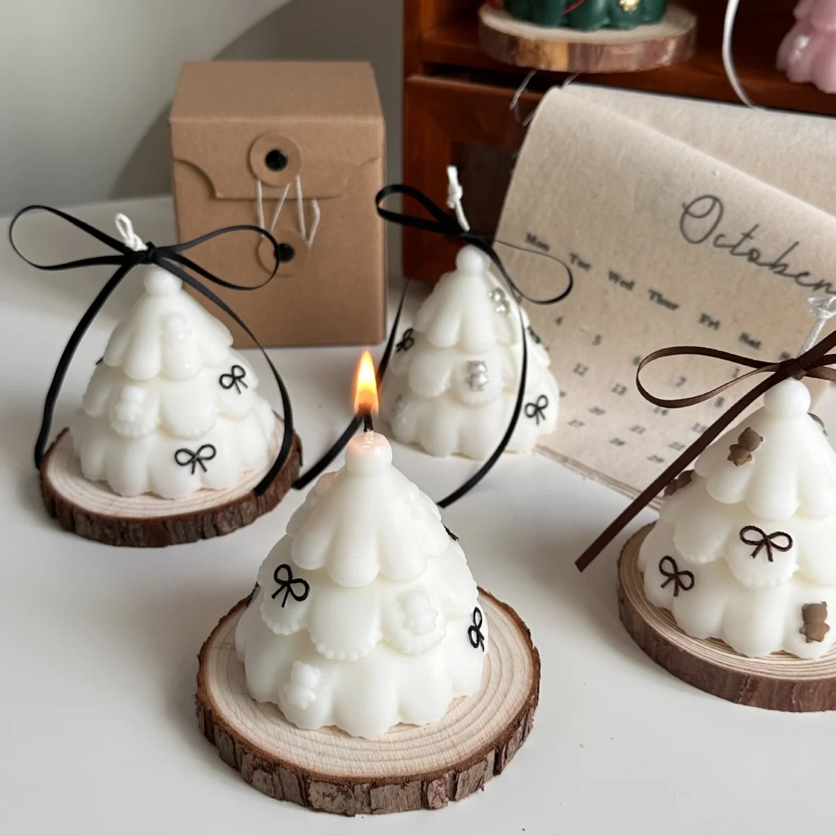 القوس شجرة عيد الميلاد قالب شمع اليدوية الجص ديكور الروائح الجبس الحرف قالب الإبداعية هدية الايبوكسي الراتنج قالب من السيليكون #2