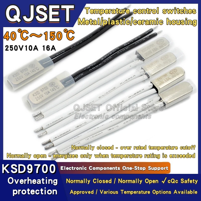 2шт.KSD9700250В/10А16А40~150градусовнормальнозакрытыйпереключательконтролятемпературыбиметаллическийпереключательтемпературытермозащита-AliExpress