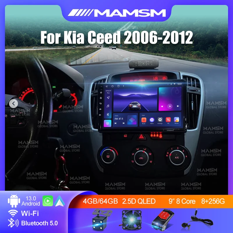 For Kia Ceed 2006 - 2012 Android 13 Car Radio Android Multimedia Auto CarPlay 2K 7862S Audio Player GPS Stereo Navigation Screen